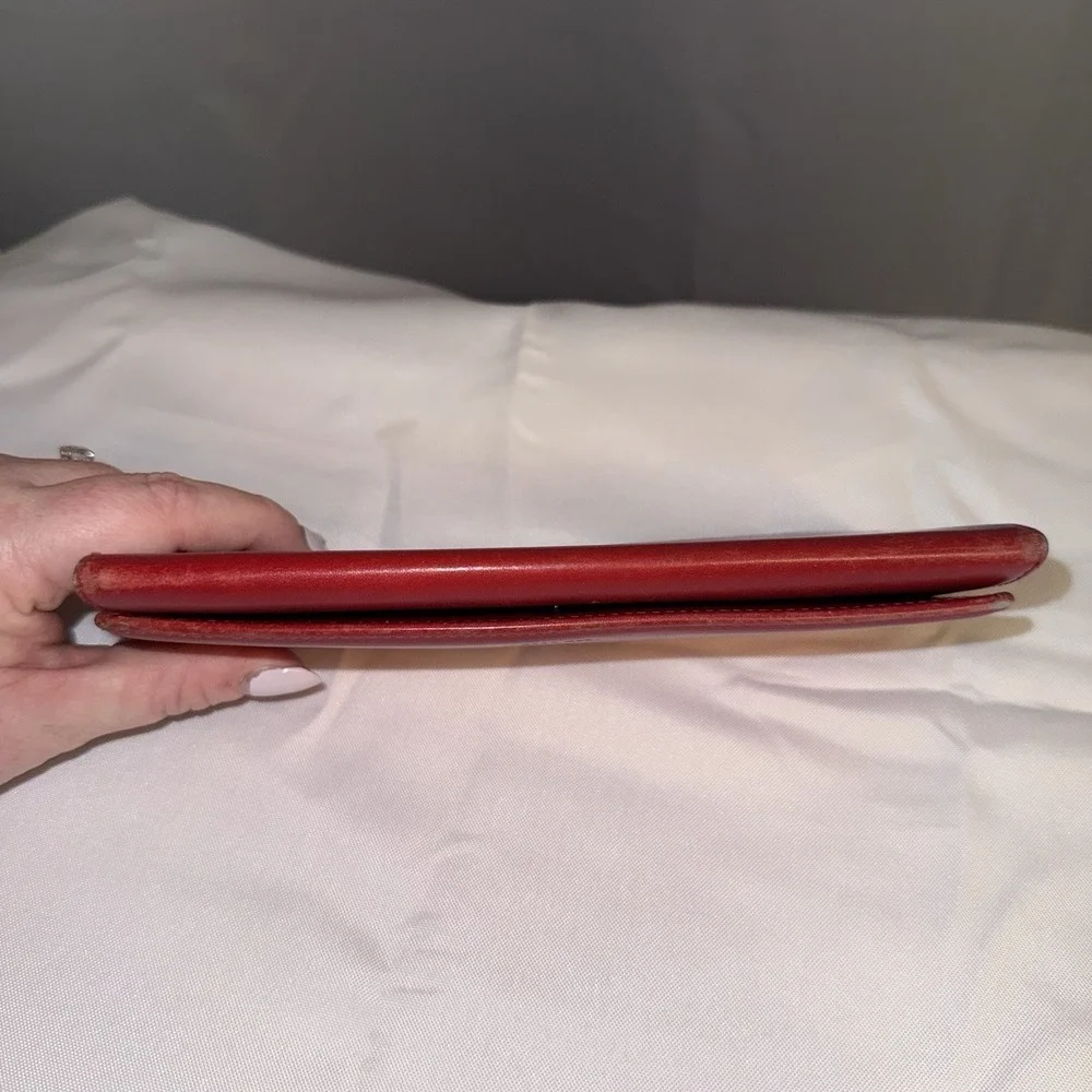 Coach Vintage Red Leather Bifold Credit Card Case Holder Wallet Made In Spain